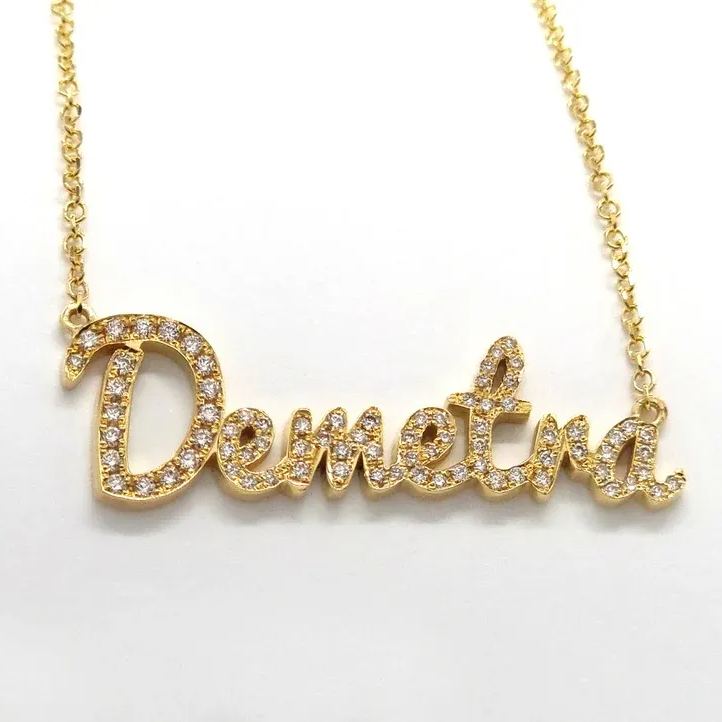 [Copy]Zircon Heart Cuban Chain Personalized Custom Name Necklace