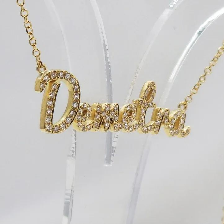 [Copy]Zircon Heart Cuban Chain Personalized Custom Name Necklace