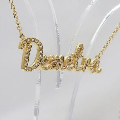 [Copy]Zircon Heart Cuban Chain Personalized Custom Name Necklace