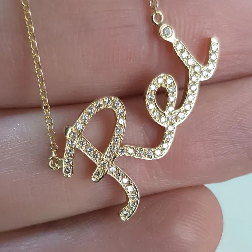 [Copy]Zircon Heart Cuban Chain Personalized Custom Name Necklace