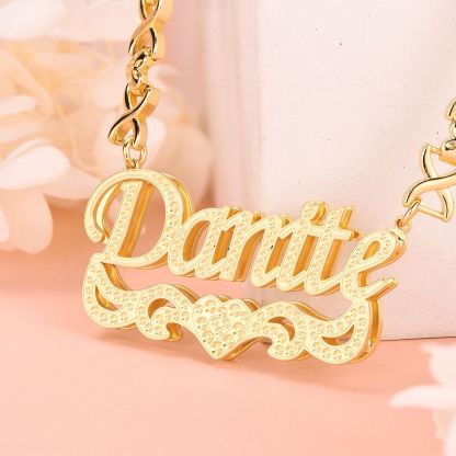 Double Layer Heart Nameplate Pendant Personalized Custom Gold Plated Name Necklace Gift For Her-silviax