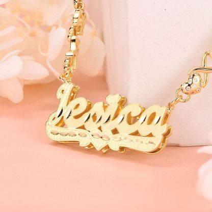 Teddy XOXO Chain Double Layer Heart Personalized Custom Gold Plated Name Necklace-silviax