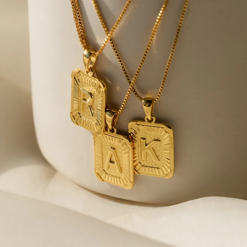 Gold Plated Initial Letter Pendant Necklace