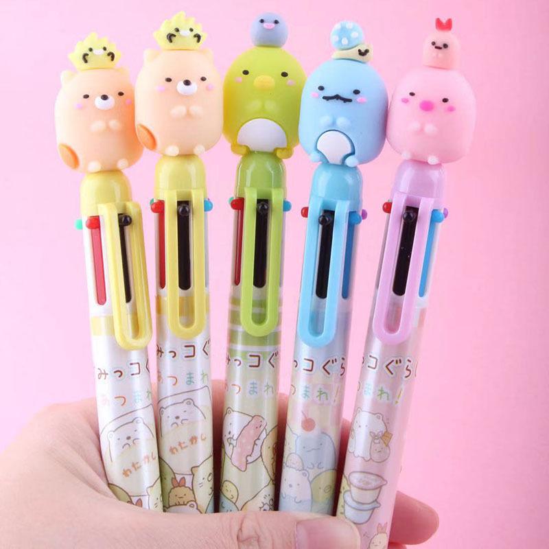 Sumikko Gurashi 6 Colors  Ballpoint Pen ~ Multicolor Pen, Kawaii Pens, School Supplies, Kawaii Stationery, Writing Accessories