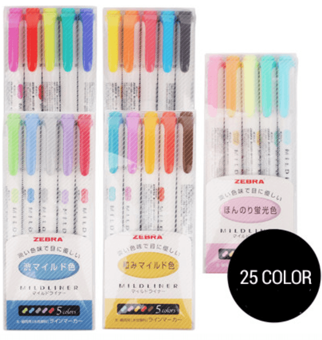 Zebra Mildliner Highlighters - Set of 5