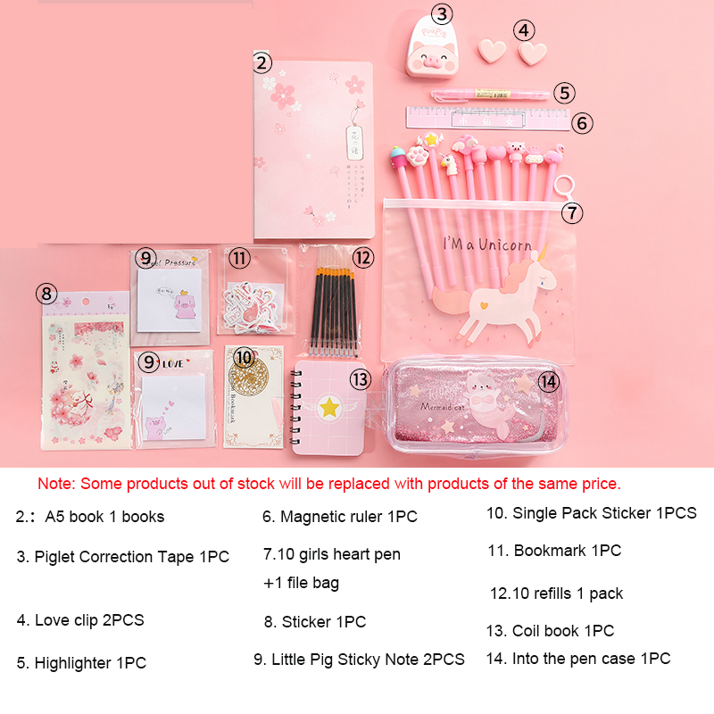 Kawaii  Japanese  Korean  Sakura Maiden Heart Stationery Set Gift Box