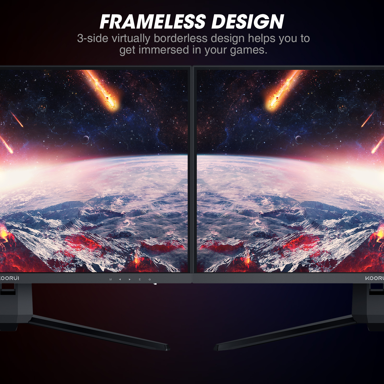 KOORUI 27 inch 144Hz 1ms 2K QHD(2560x1440) Gaming Monitor, DCI-P3 90% Color Gamut, FreeSync(G-Sync Compatible) HDMI/DisplayPort VA Panel Camputer Monitor-Koorui