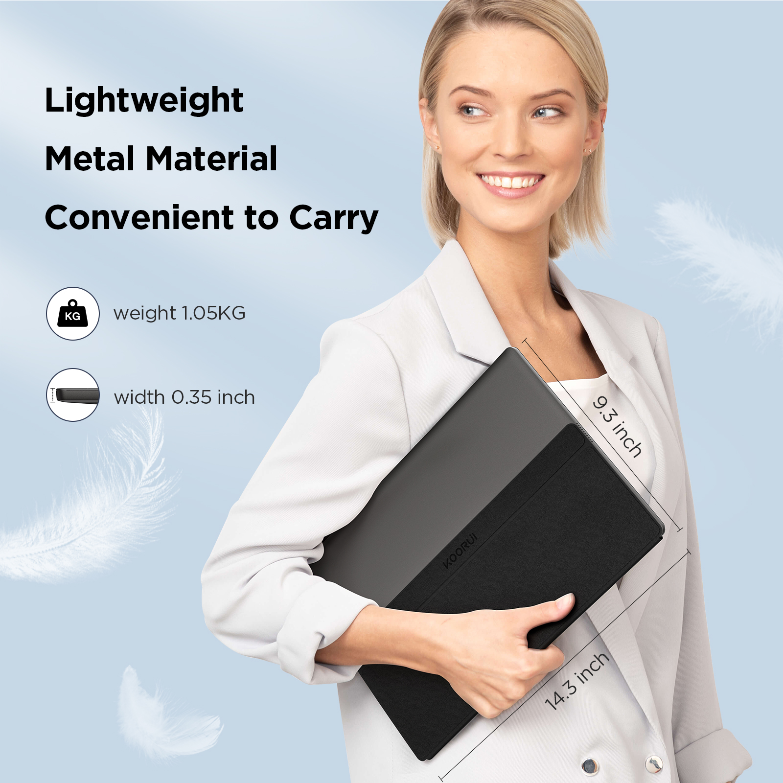 KOORUI 60Hz 6ms Gaming office Portable Monitor,15.6 Inch IPS FHD 1080P Second Screen Laptop Monitor,USB-C HDMI Travel Monitor w/Protective Cover & Dual Speakers, External Monitor for PC Phone Xbox PS4-Koorui