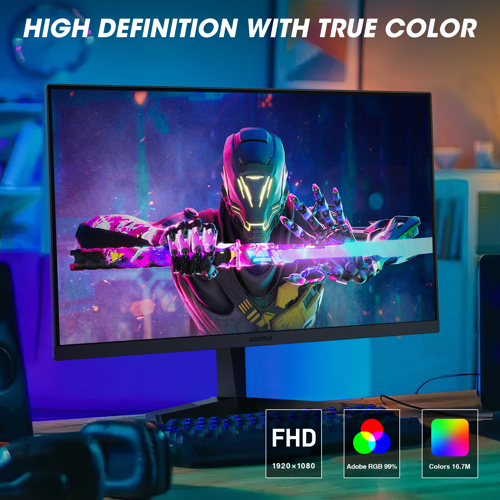 KOORUI 24" Fast IPS 165Hz 1ms(GTG) Gaming Monitor,FHD 1920x1080 99% sRGB FreeSync(G-Sync Compatible) Ultra Slim Frame, VESA Mountable (HDMI, DisplayPort) 24E3-Koorui