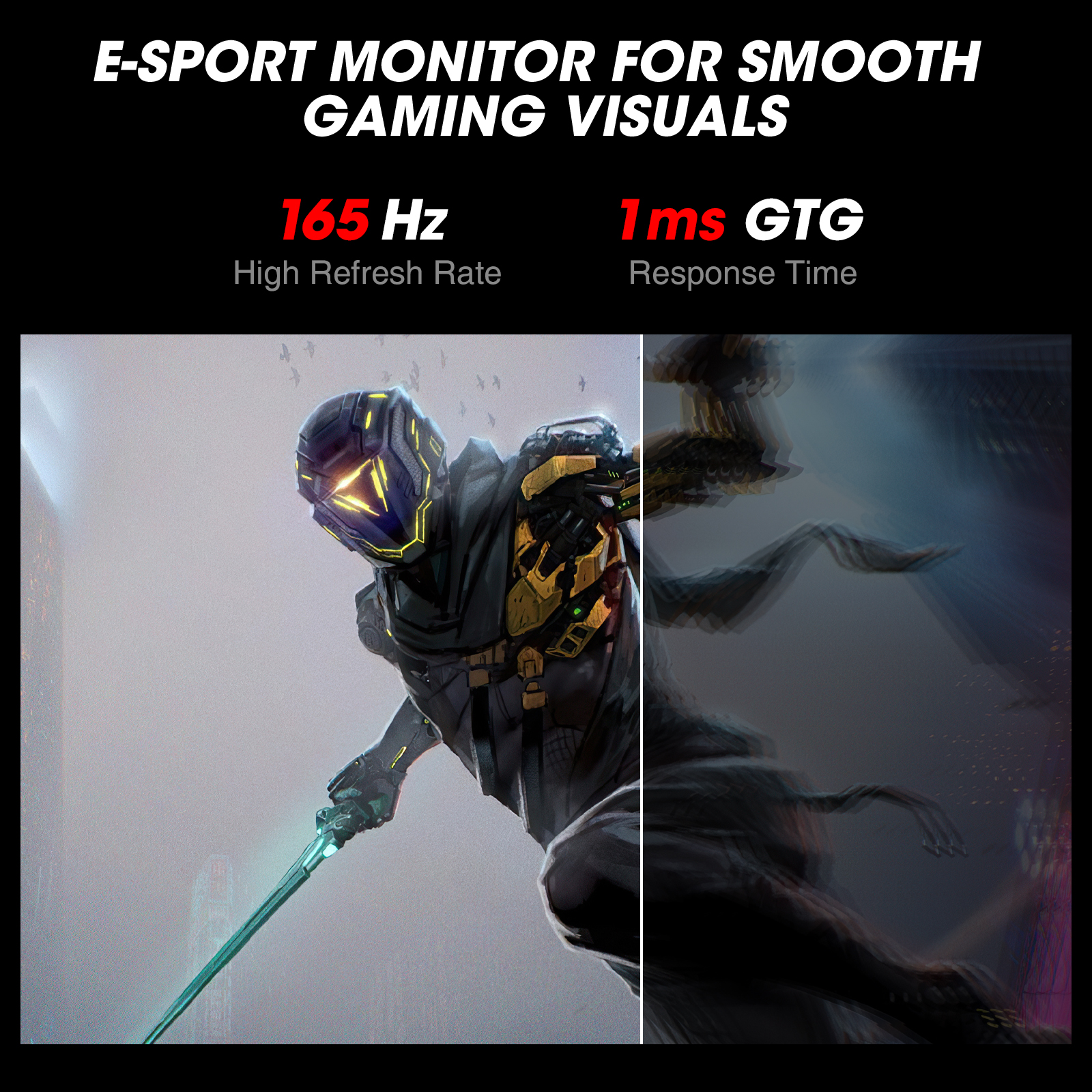 KOORUI 24" Fast IPS 165Hz 1ms(GTG) Gaming Monitor,FHD 1920x1080 99% sRGB FreeSync(G-Sync Compatible) Ultra Slim Frame, VESA Mountable (HDMI, DisplayPort) 24E3-Koorui
