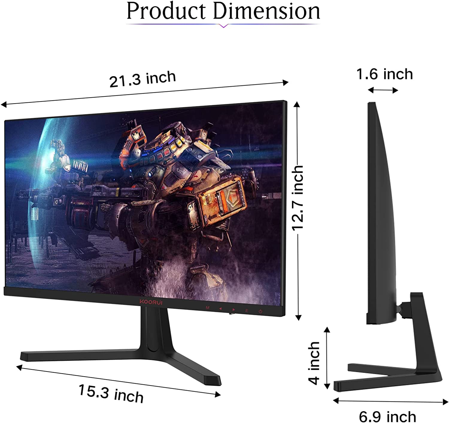 KOORUI 24 inch High-Performance 165Hz/144Hz 1ms(MPRT) 100% sRGB Gaming Monitor,Freesync(G-sync Compatible),3-Side Borderless,FHD 1080P VA Computer Monitor,HDMI/DisplayPort,VESA,24E4-Koorui