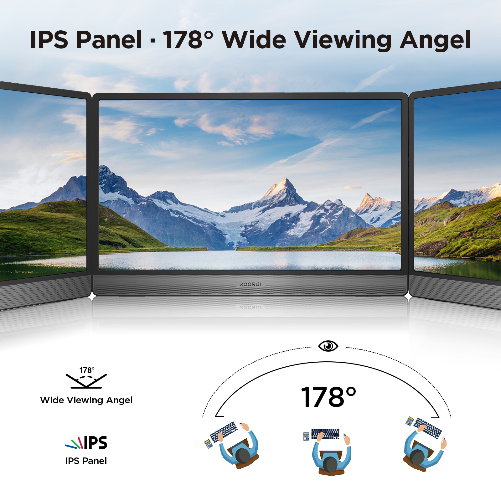 KOORUI 60Hz 6ms Gaming office Portable Monitor,15.6 Inch IPS FHD 1080P Second Screen Laptop Monitor,USB-C HDMI Travel Monitor w/Protective Cover & Dual Speakers, External Monitor for PC Phone Xbox PS4-Koorui