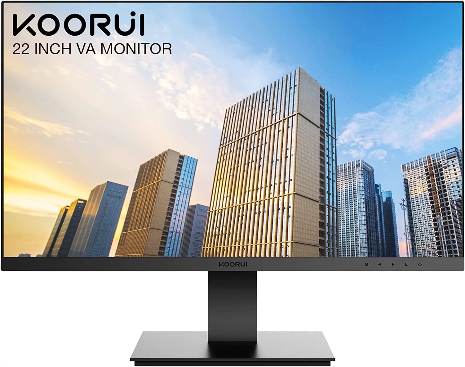 KOORUI 22 Inch Computer Monitor, FHD 1080P VA Desktop Display, 75Hz 6ms HDMI VGA Ports
