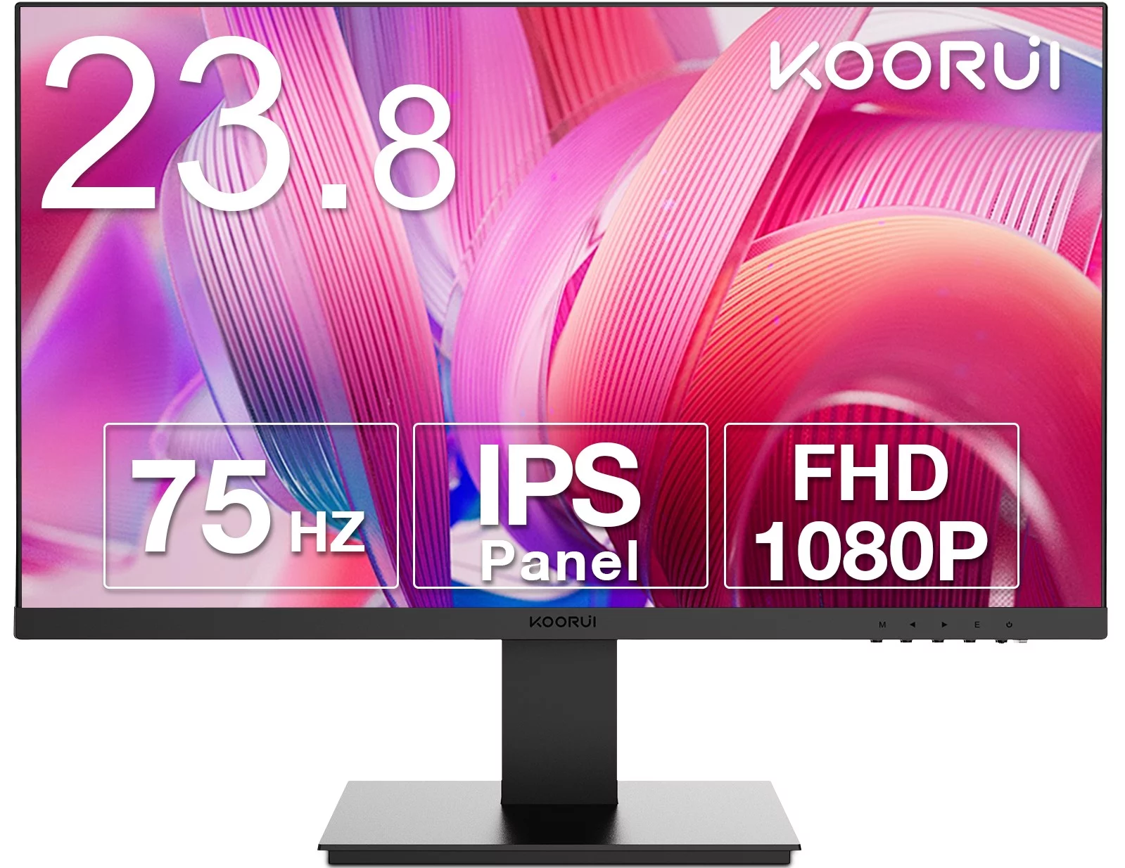  KOORUI 24 inch IPS High-Performance 75Hz 5ms 99% sRGB Office Gaming Monitor,Full HD(1920 x 1080p) 3-Side Borderless Computer Monitor,VGA/HDMI Port,Eye protection,Blue Light Filter,Non-Flash screen