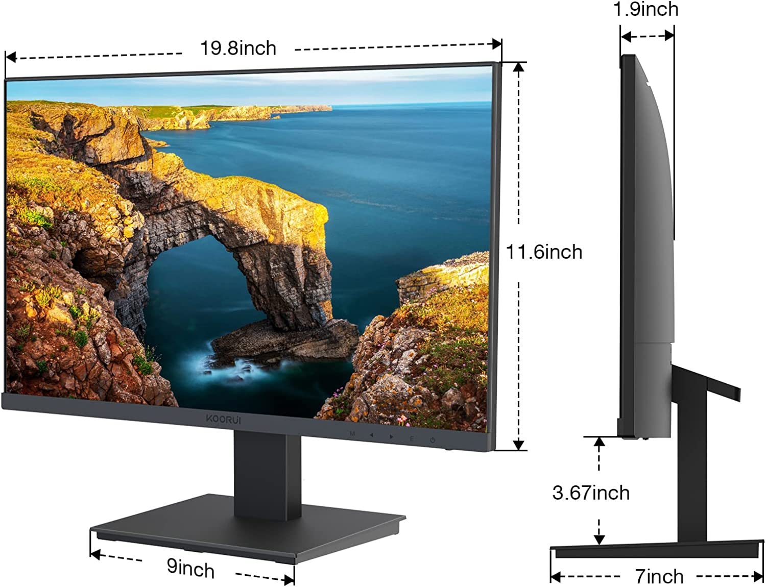 KOORUI 22 Inch Computer Monitor, FHD 1080P VA Desktop Display, 75Hz 6ms  HDMI VGA Ports