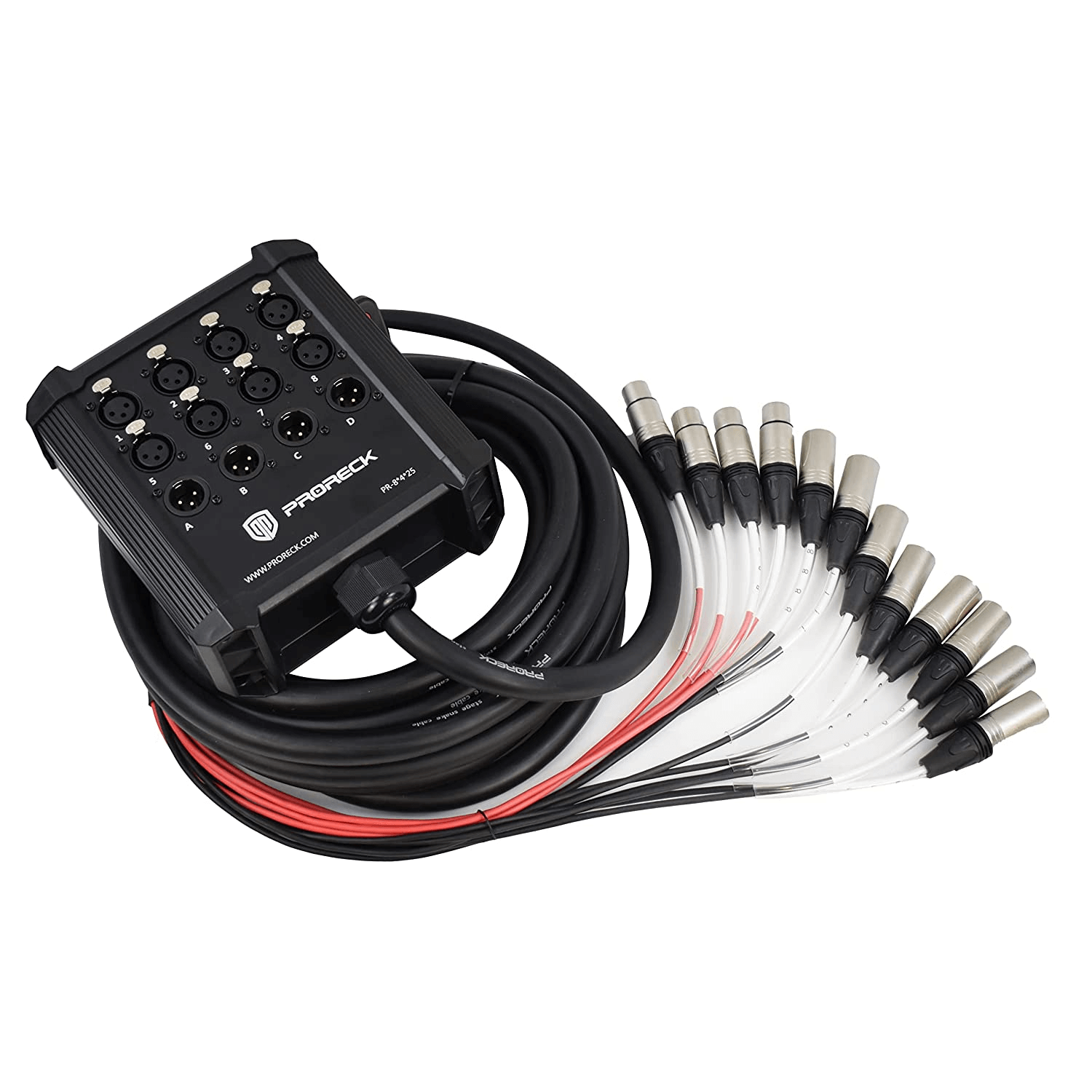 PRORECK 8-Channel Low Profile XLR Send Circuit Board Snake Cables, XLR Splitter Cable for Live, Recording, Stage, Studio, 50 Feet Long