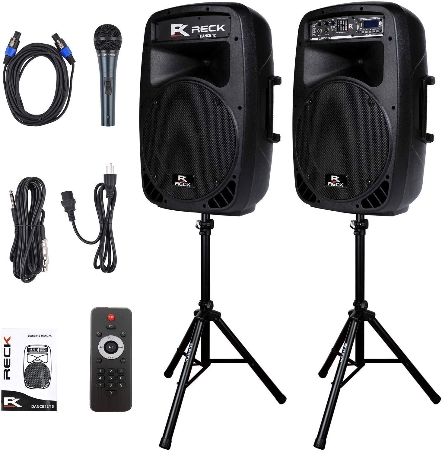 PRORECK Dance 12 Portable 12-Inch 1000 Watts Powered System PA SpeakeSpeaker Stand
