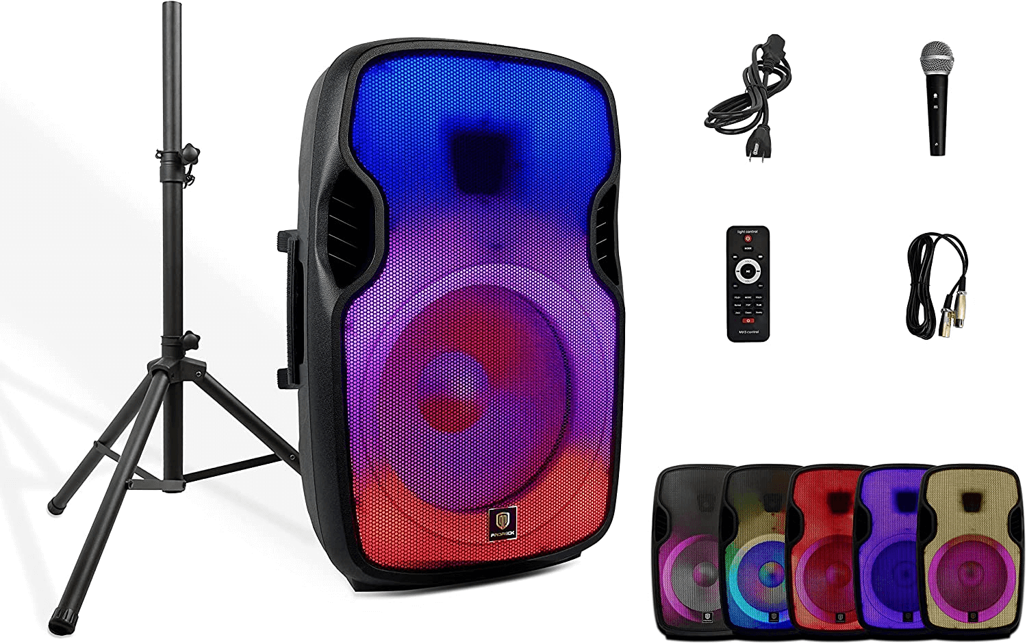 PRORECK Titan 15A|600W 15inch LED Powered Bluetooth PA Speaker 