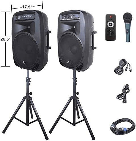 PRORECK Party 15|Portable 15-Inch PA Speaker PA SYSTEM|LED SPEAKER