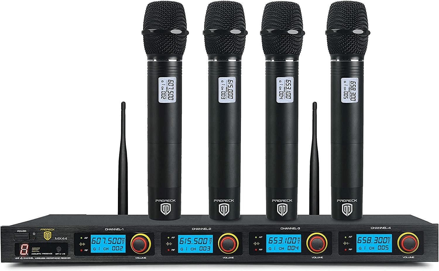 PRORECK MX44 | Wireless Microphone System|Handheld Wireless Vocal Karaoke Machine