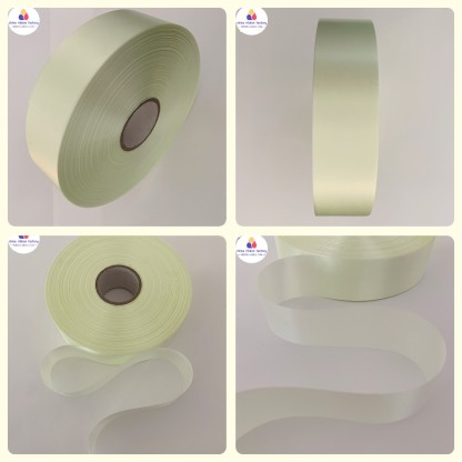 Factory supplier hot sales pale yellow/beige/cream-colored/light yellow polyester satin ribon