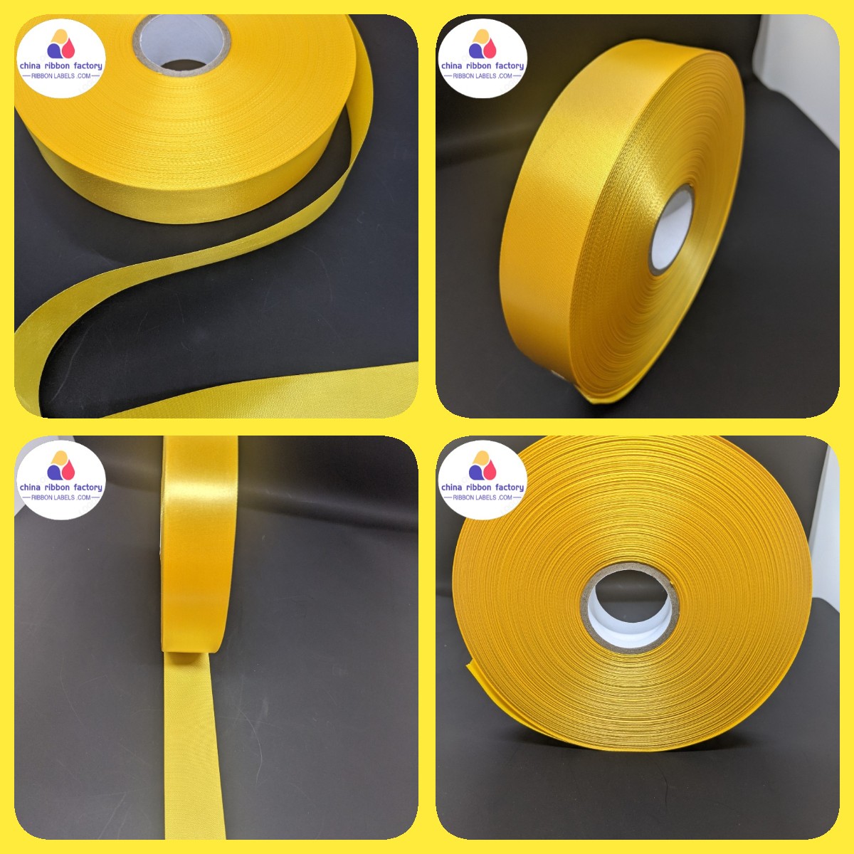 Golden polyester satin ribbon