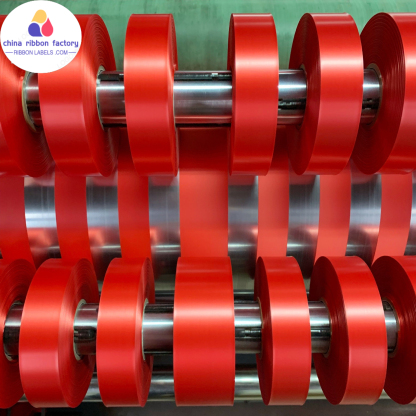 Red Polyester Satin Ribbon Tape colorful Single /Double face customized logo Ribbon for packing