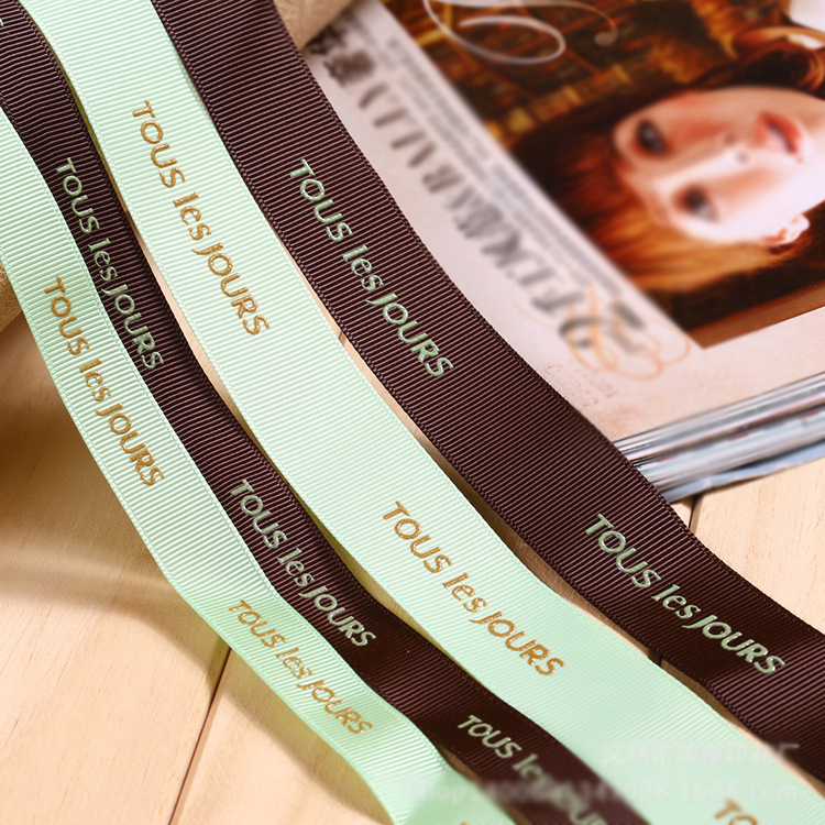 Factory OEM wholesale custom brand name printed polyester grosgrain ribbon with personalized logo