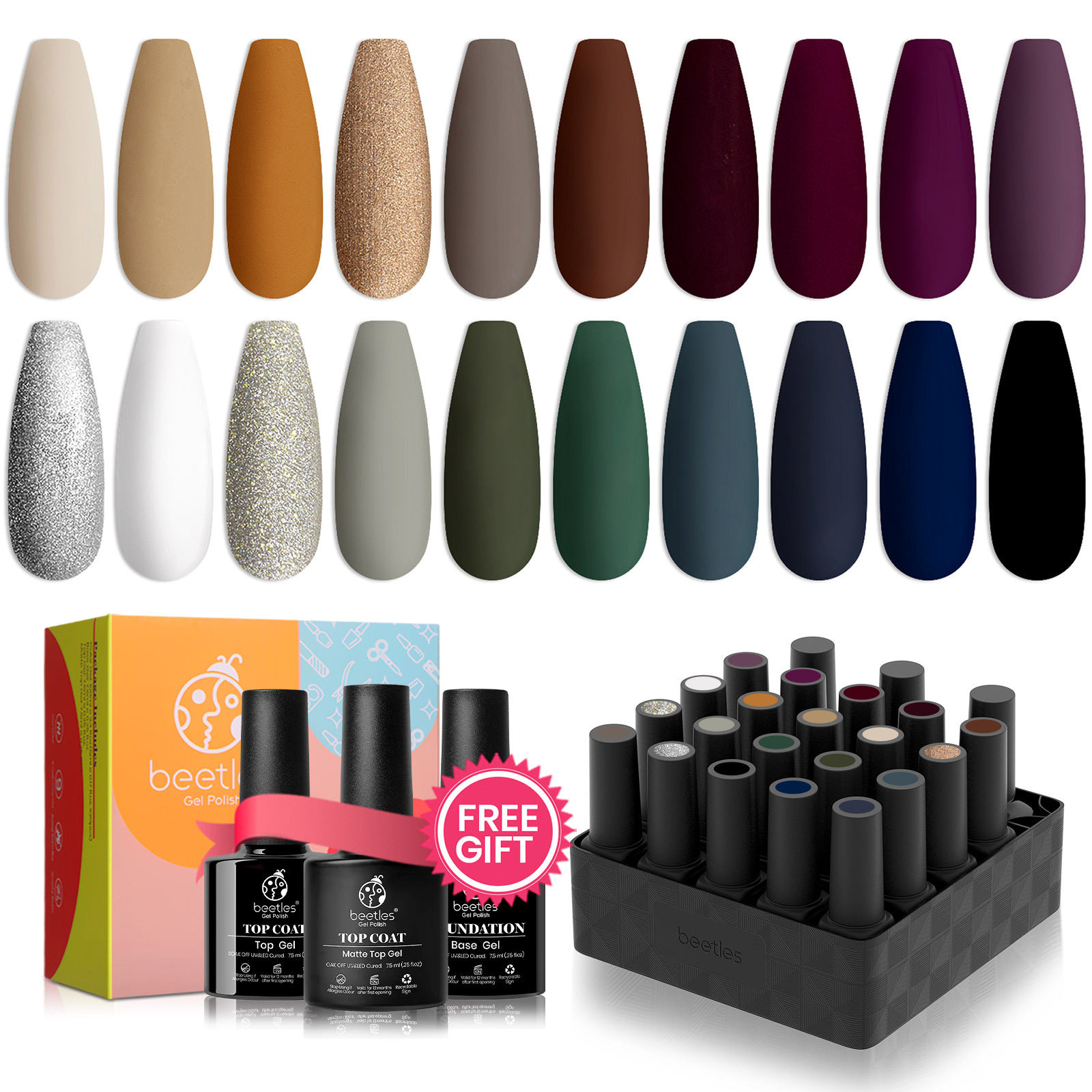 Industrial Wave - 20 Gel Colors Set with Top and Base Coat (5ml/Each)