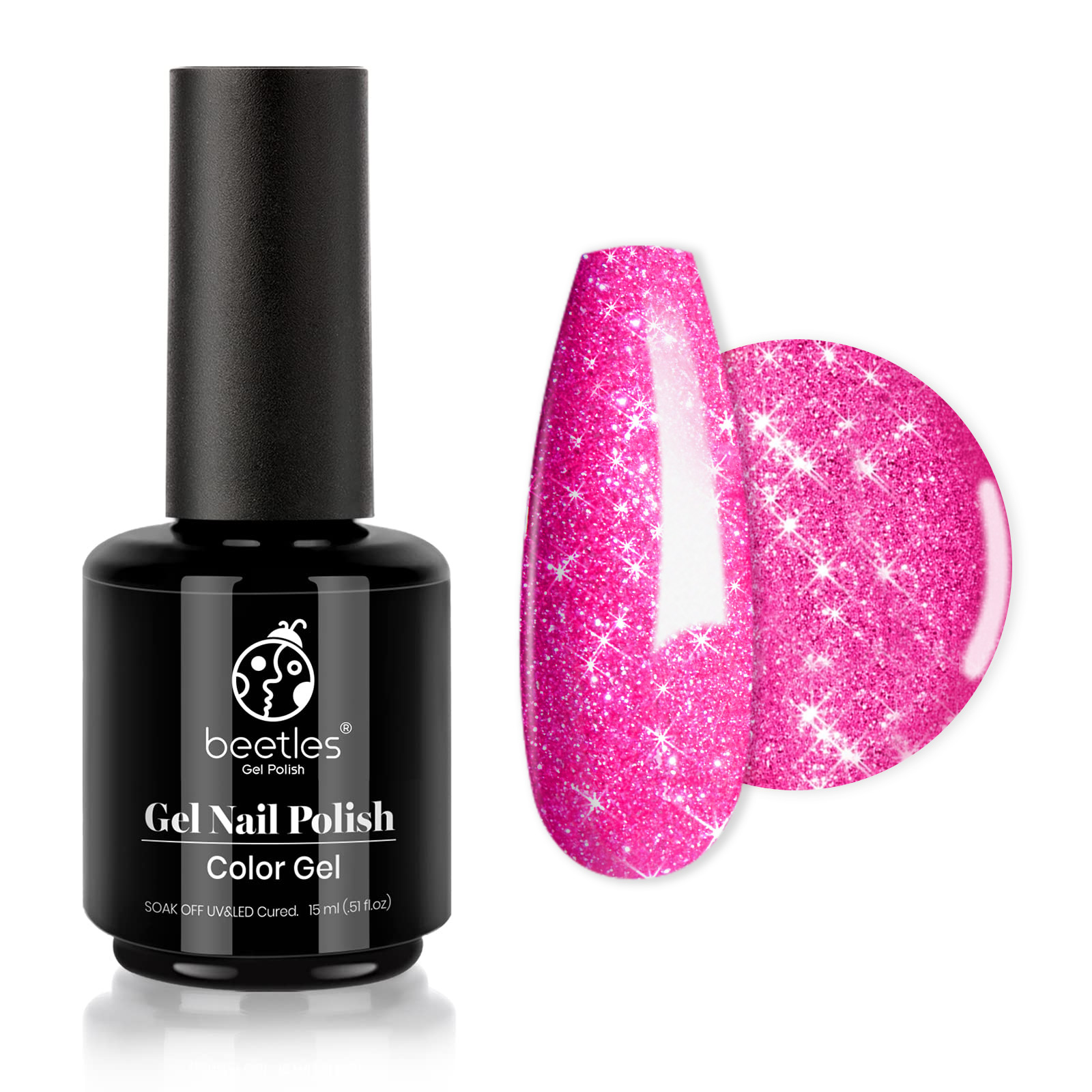 Hot Pink Glitter #b352 |15ml Gel Polish