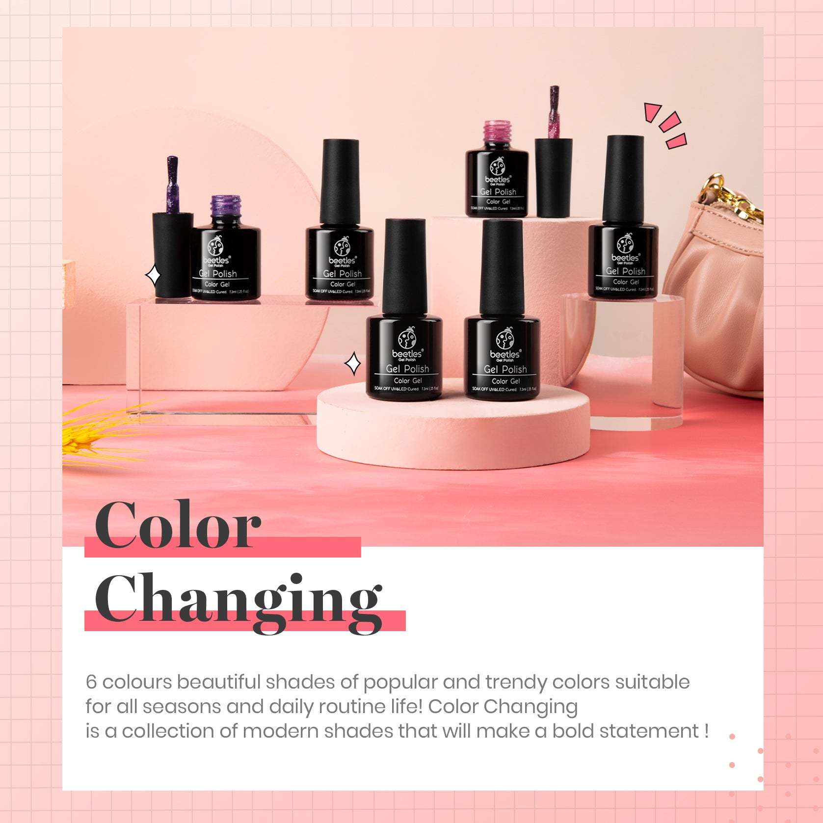 Beetles Color Changing Gel Polish Set 6 Temperature Change Colors