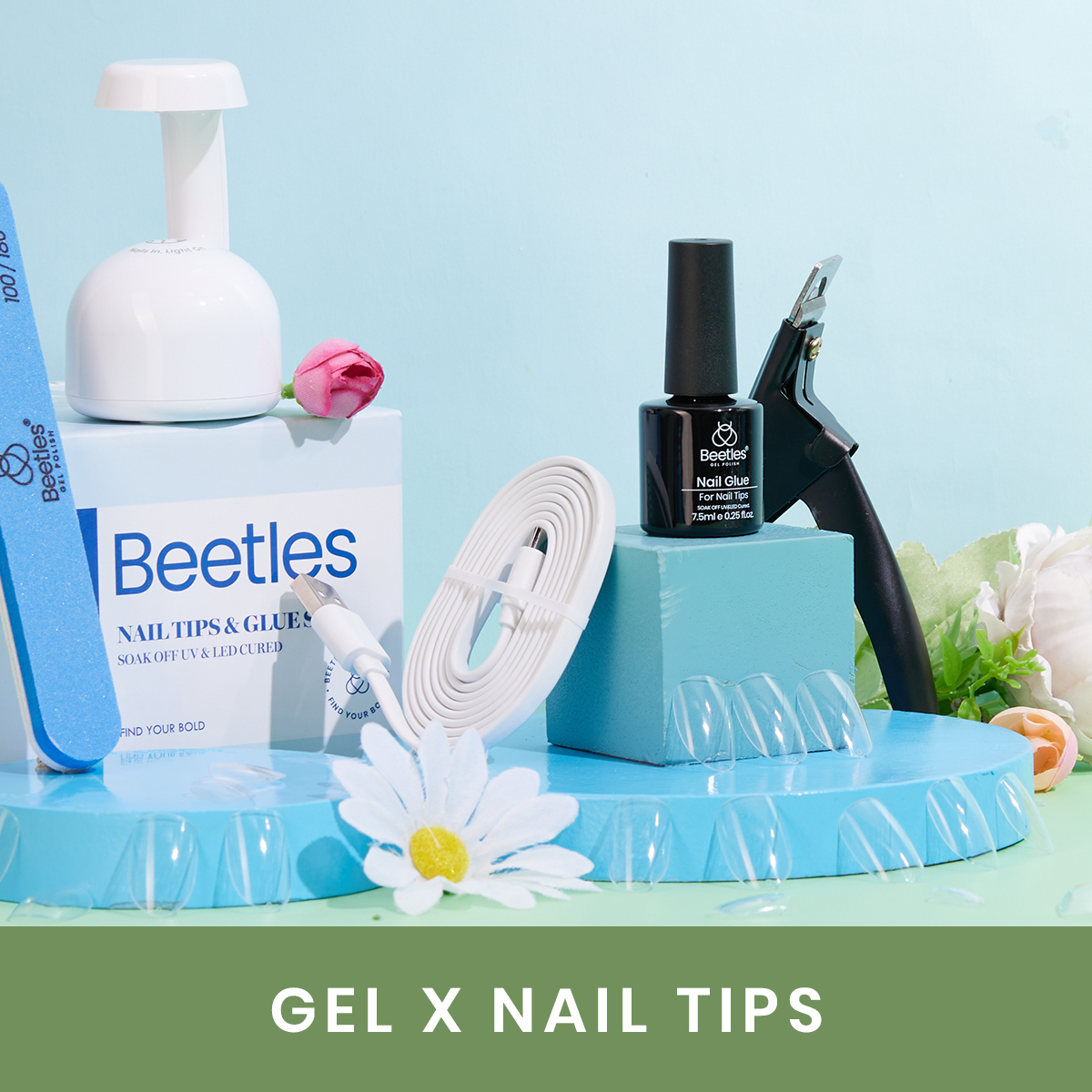 AIBRIT Nail Tips & Glue Gel x Nail Kit,15ML 6 In 1 Nail Glue Gel and 550Pcs  Coffin Nails and Portable UV LED Lamp, Gel Extension Nail Kit Home Nail DIY  Tools