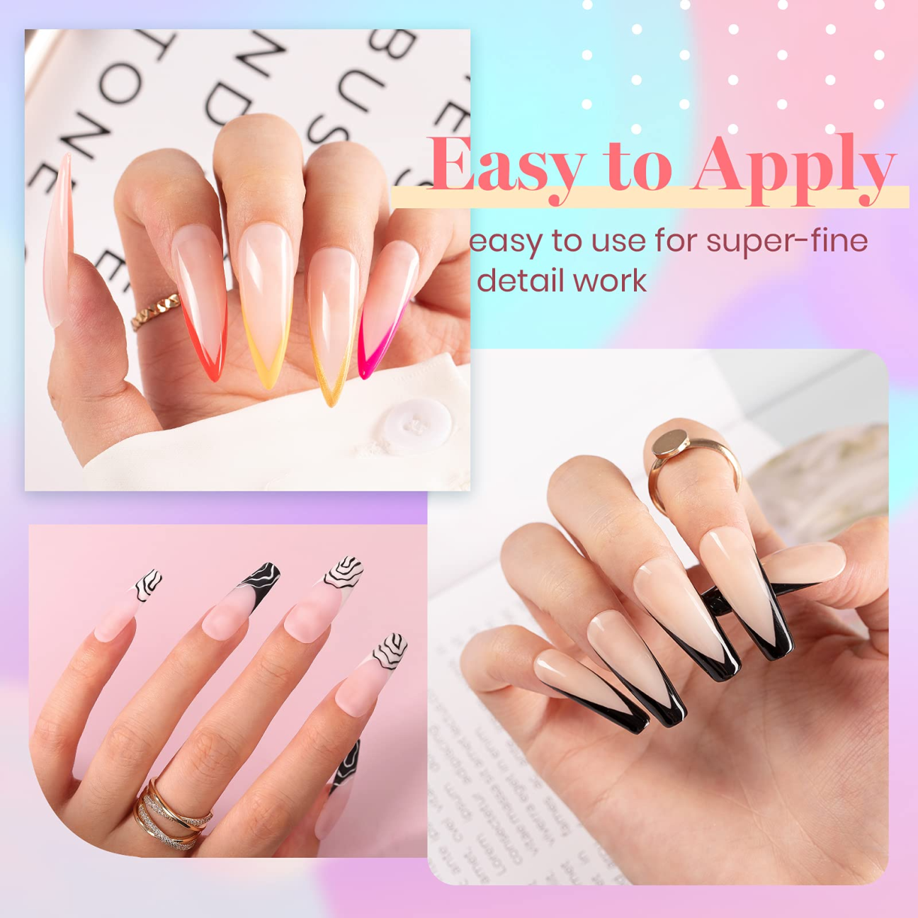 Beetles Gel Polish Nail Art Gel Liner Set6 Popular Black White Red