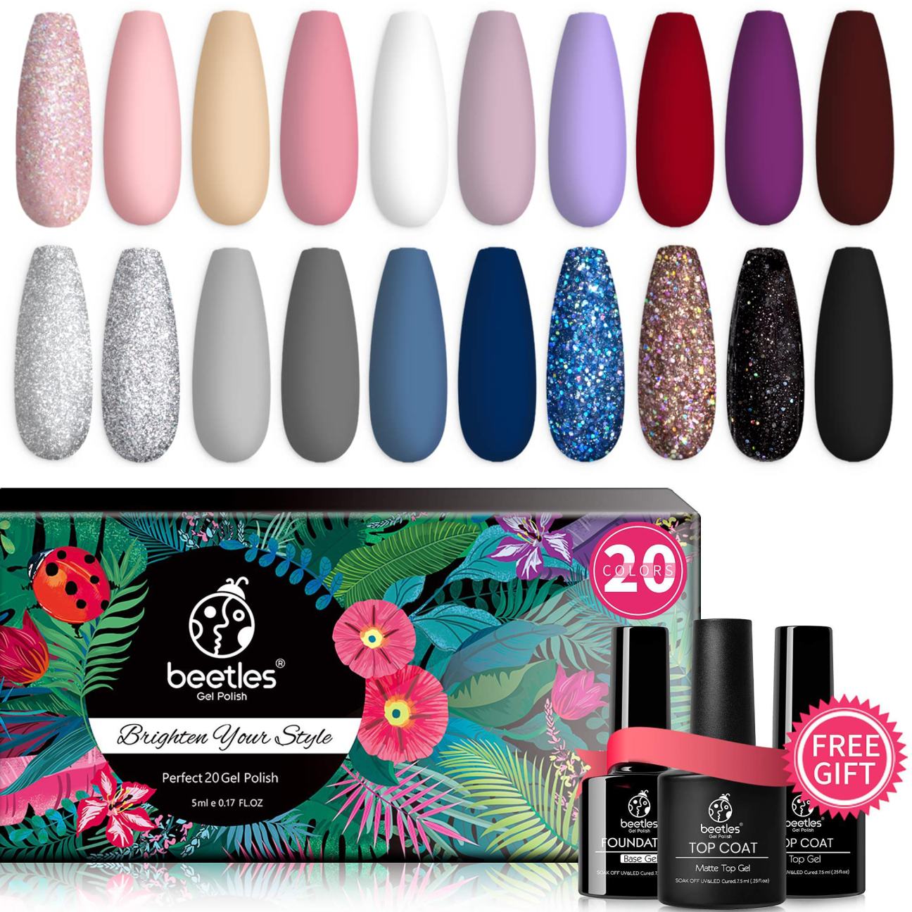 Beetles 20 Pcs Gel Nail Polish Kit, Modern Muse Collection Soak off ...