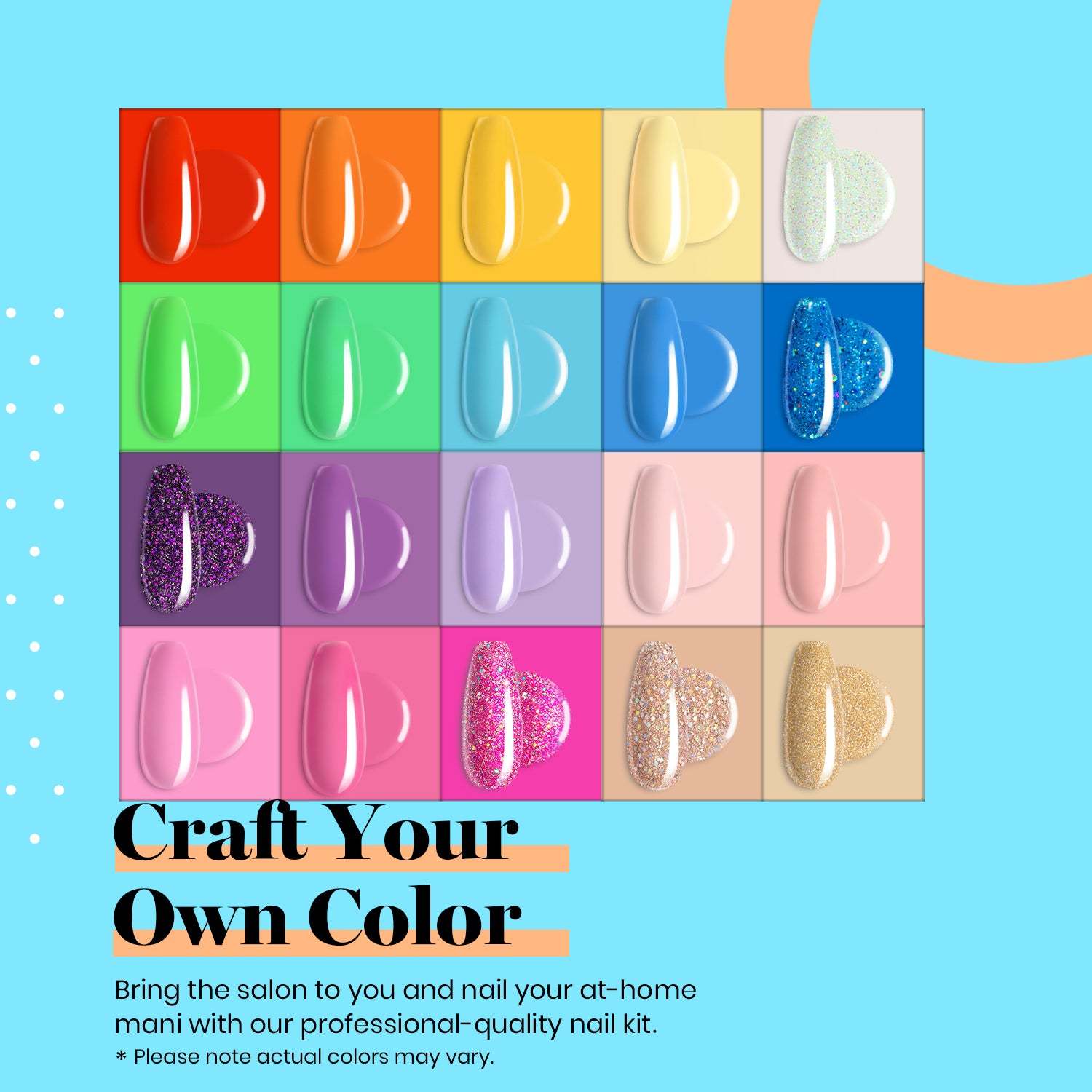 Beetles 20 Pcs Dip Powder Nail Kit Starter, Rainbow Dipping Powder Set