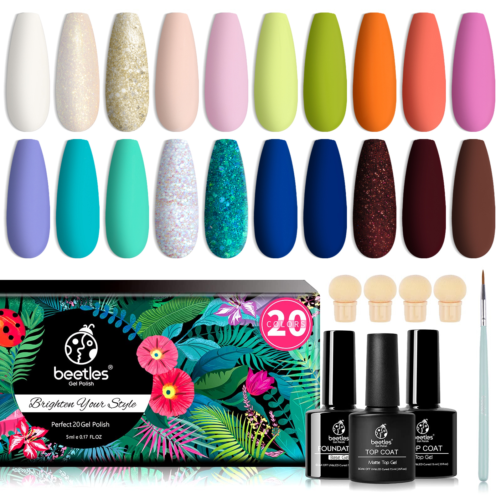 Ocean World - 20 Gel Colors Set with Top and Base Coat (5ml/Each)