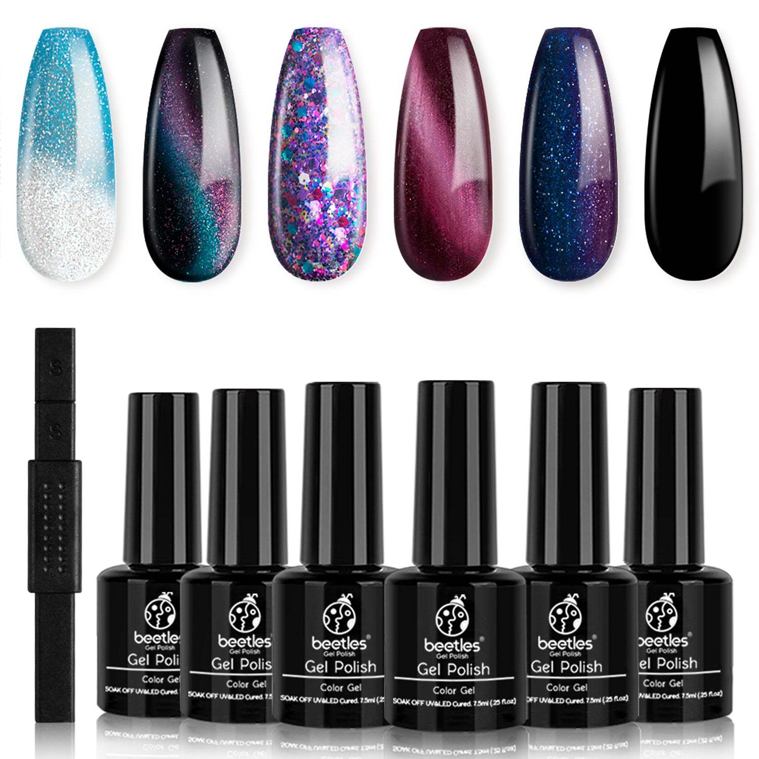 Beetles Milky Way Glitter Gel Nail Polish Set 6 Colors Collection