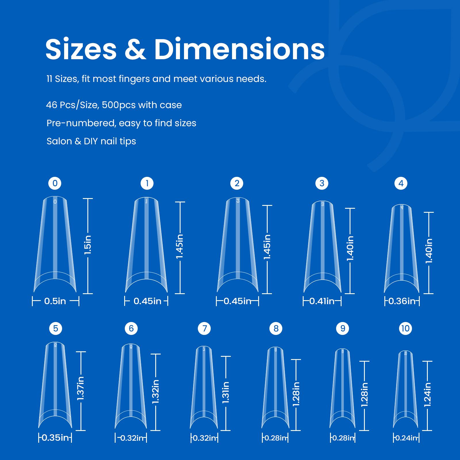 Beetles Clear Nail Tips 500Pcs Medium Coffin, Acrylic PressOns with