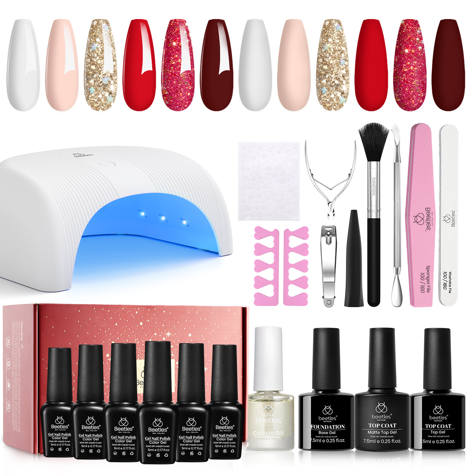 All-in-one Nail Starter Kit Gel Manicure Gift Box with 6 Shades#108