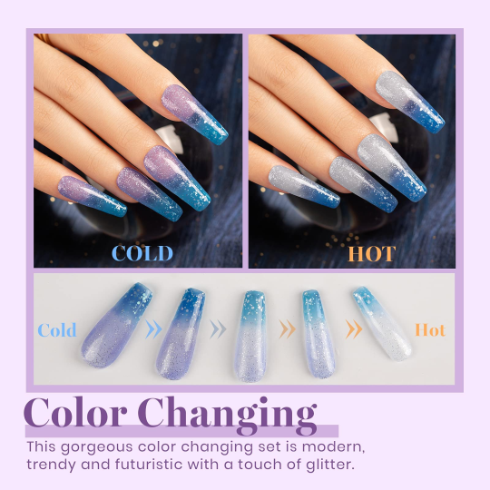 Beetles Color Changing Gel Polish Set - 6 Colors Blue Purple ...