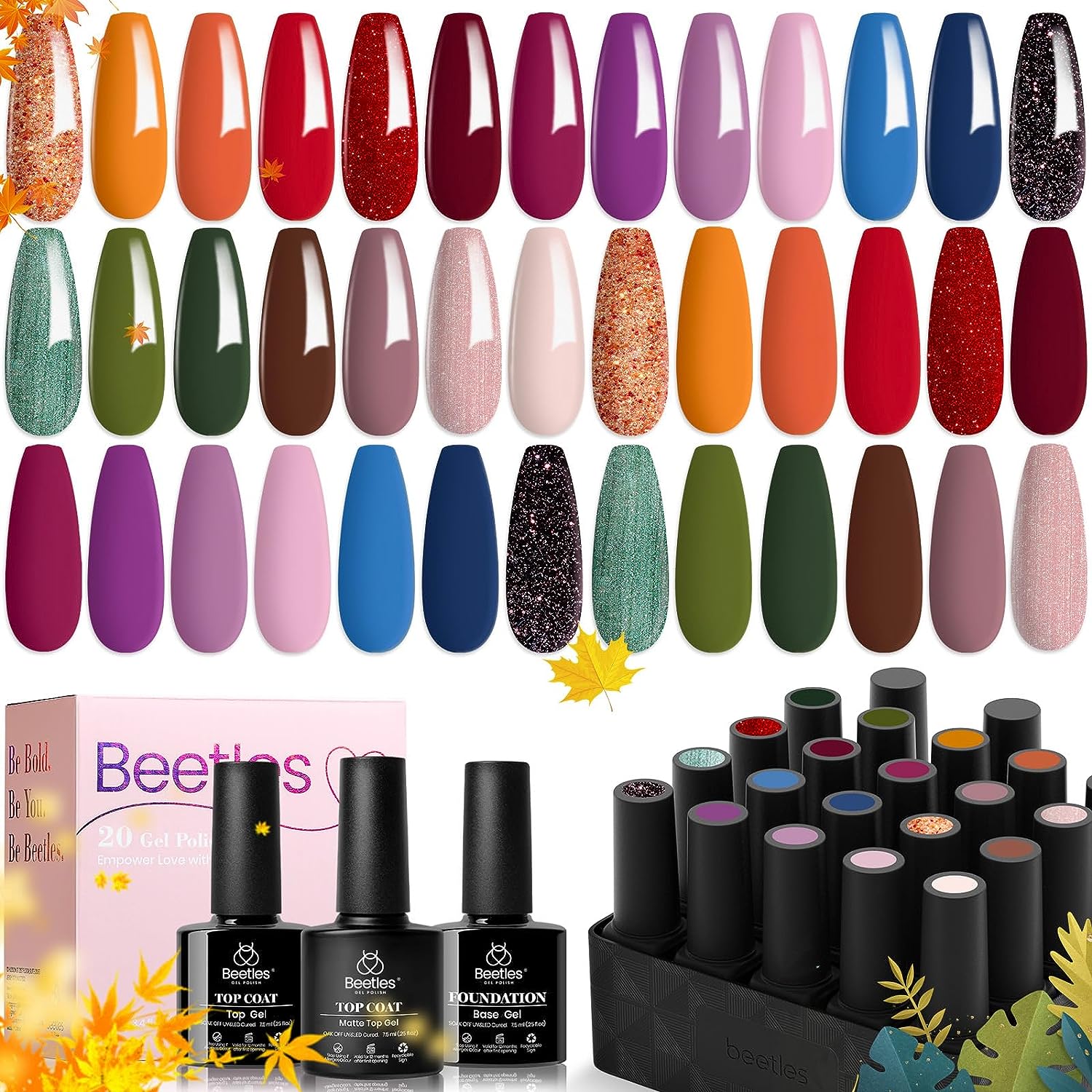 Fall Yard - 20 Gel Colors Set with Top and Base Coat (5ml/Each)