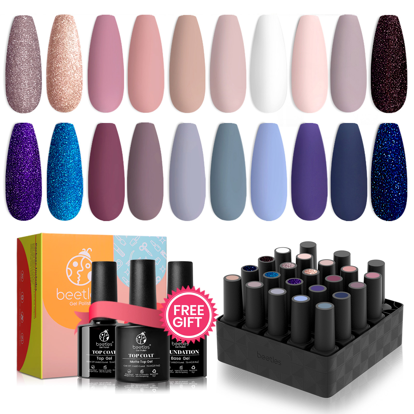 Girls Night - 20 Gel Colors Set with Top and Base Coat (5ml/Each)