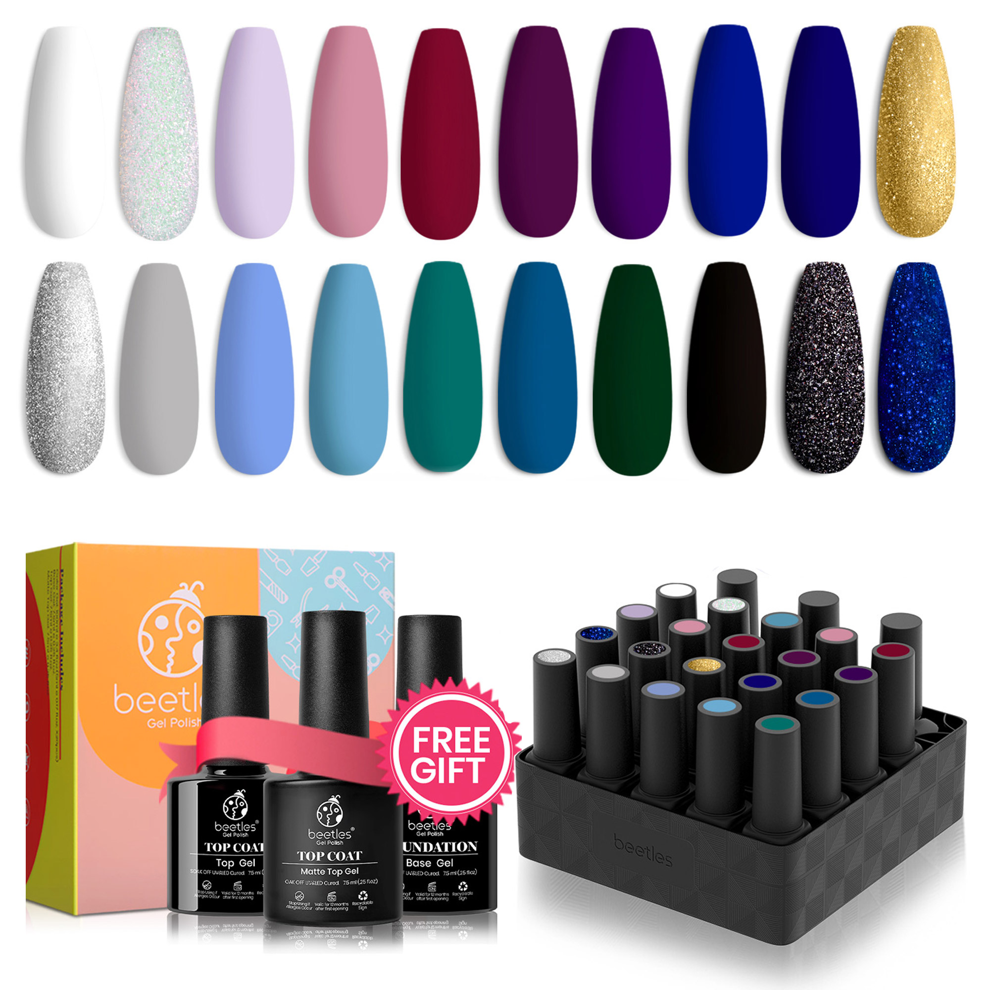 Celestial - 20 Gel Colors Set with Top and Base Coat (5ml/Each)