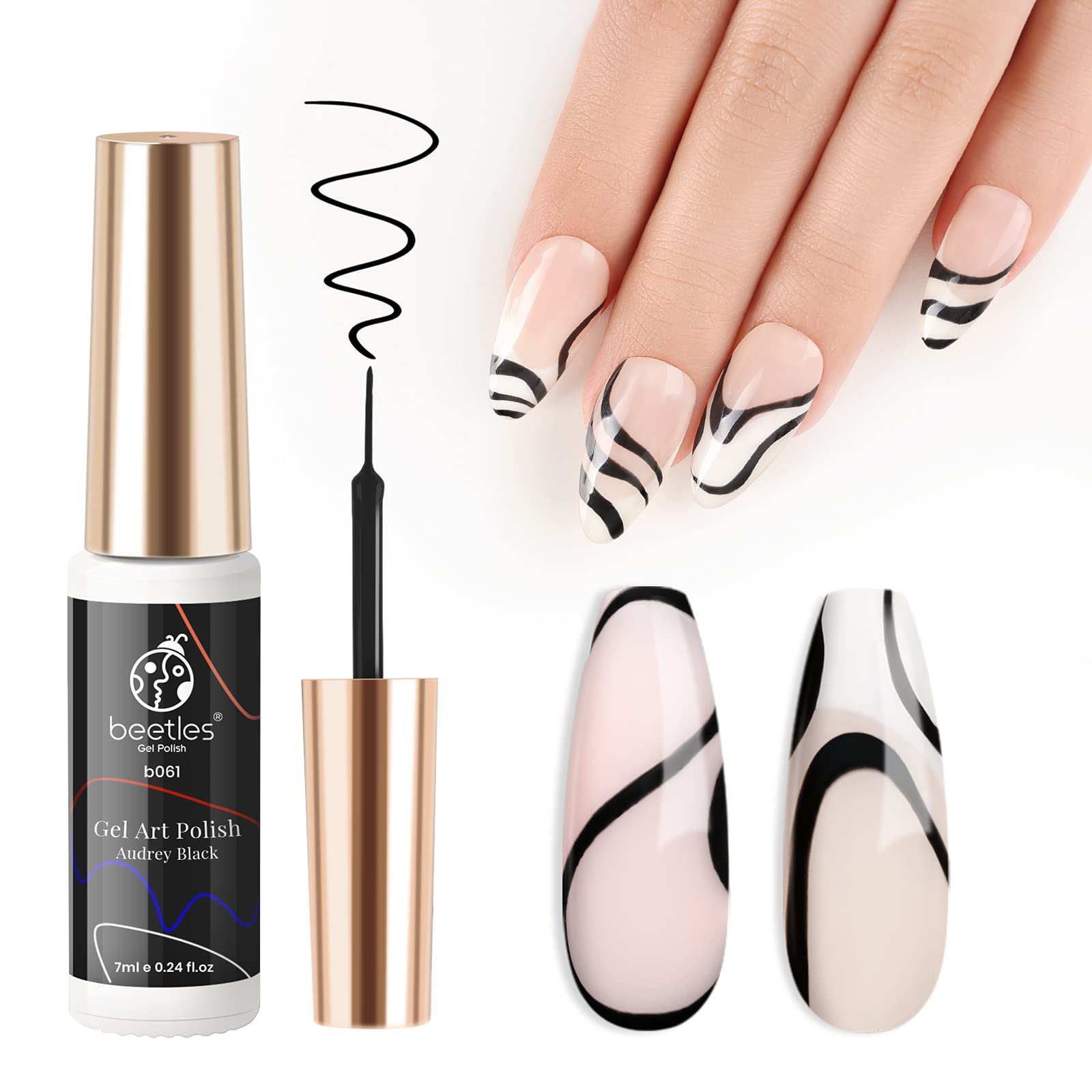 Beetles Gel Polish Swirl Nail Art Gel Liner - 1 pcs 7ml Classic Black Color Gel Nail Art Paint for Nails Built Thin Line Nail Art Brush in Gel Pens Soak Off Beetles Gel Polish Swirl Nail Art Gel Liner - 1 pcs 7ml Classic Black Color Gel Nail Art Paint for Nails Built Thin Line Nail Art Brush in Gel Pens Soak Off