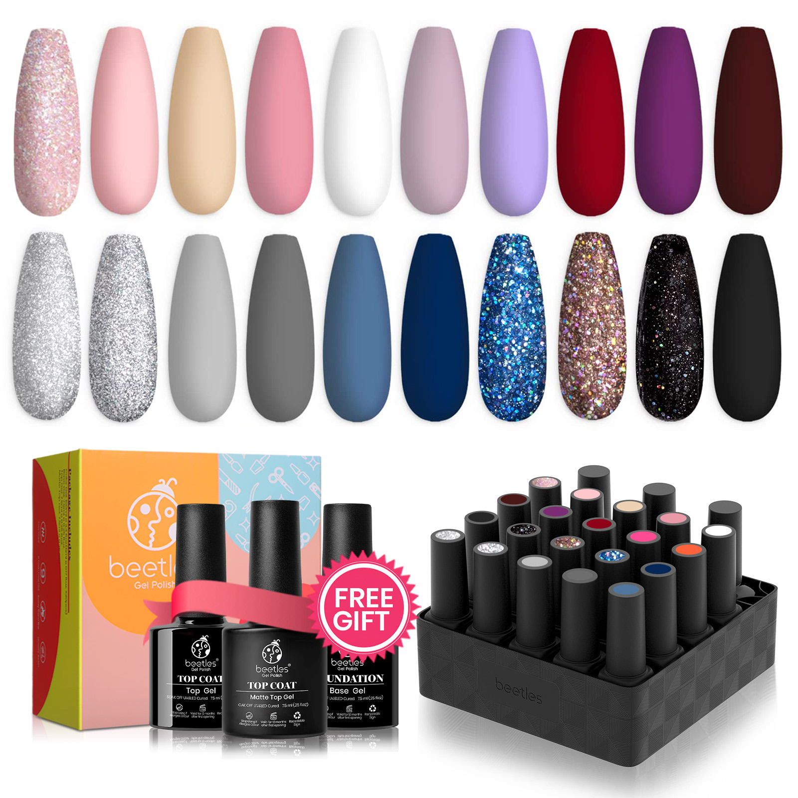 Modern Muse | 20 Colors Set (20 Gel Colors Set with Top and Base Coat (5ml/Each))
