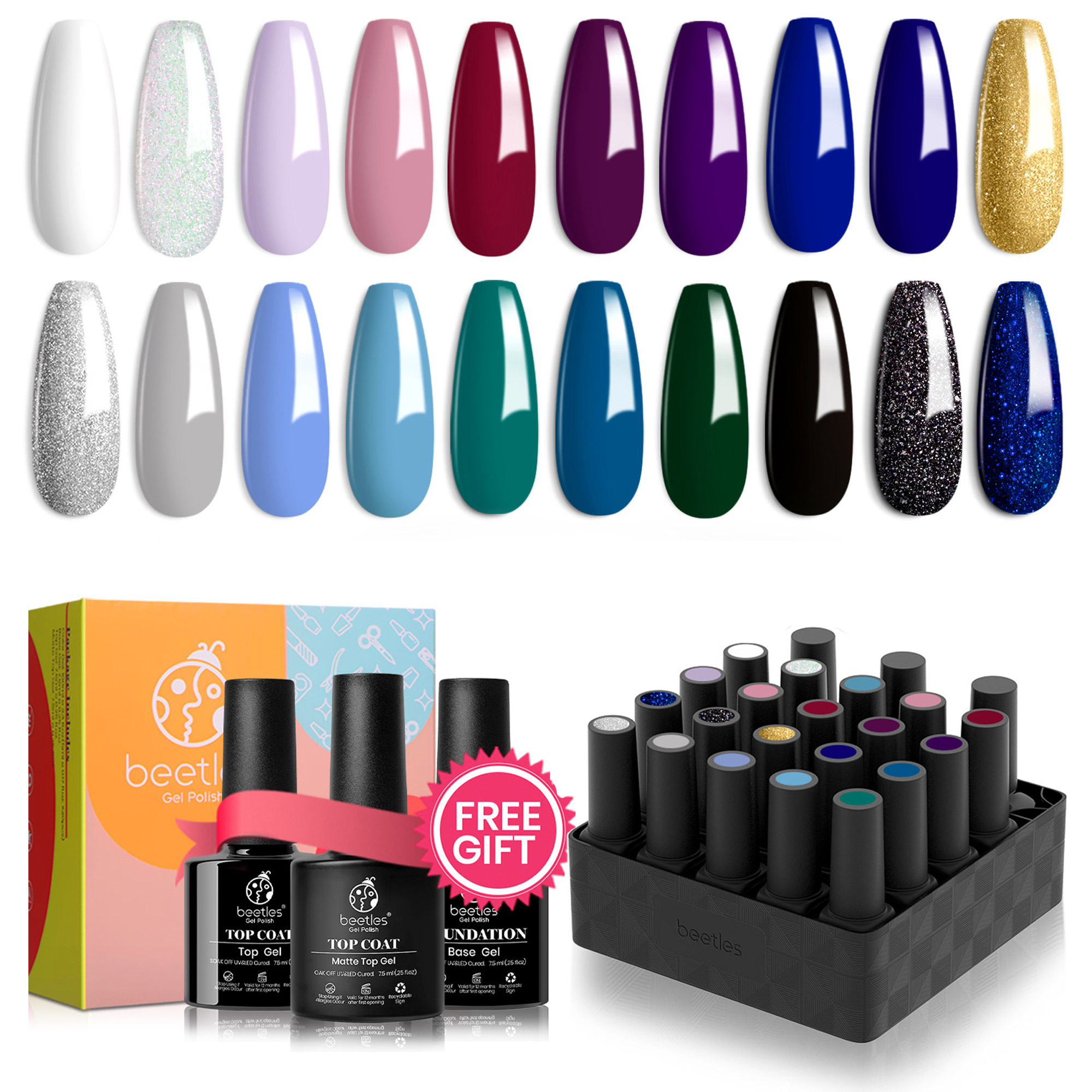 Celestial - 20 Gel Colors Set with Top and Base Coat (5ml/Each)