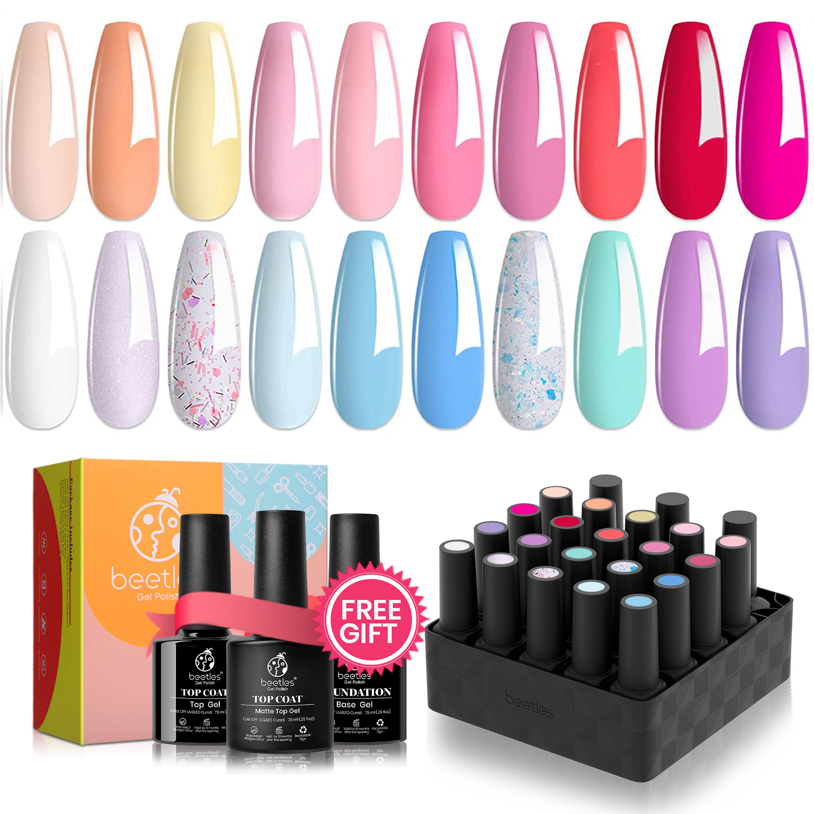 Awakening Alice - 20 Gel Colors Set with Top and Base Coat (5ml/Each)