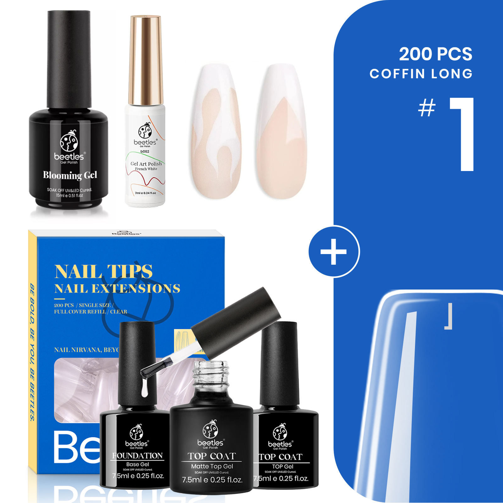 Beetles Gel Nail Tips Kit Beetles gel x Salon Quality & Affordable Softer & Resilient Premium PMMA MaterialsThinner Cuticle Contact Area Thicker Toward The Tip
