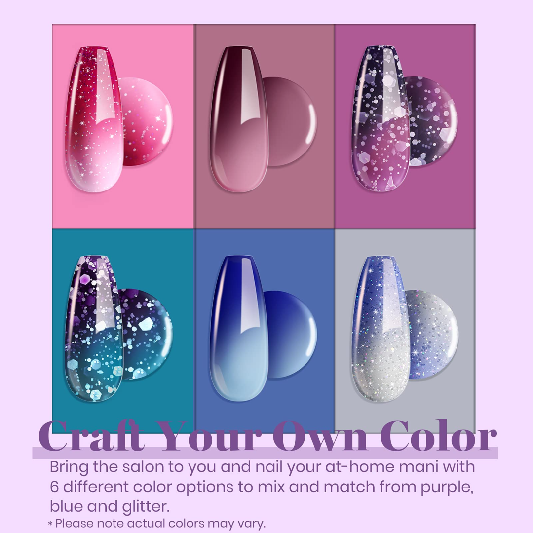 Beetles Color Changing Gel Polish Set 6 Colors Blue Purple