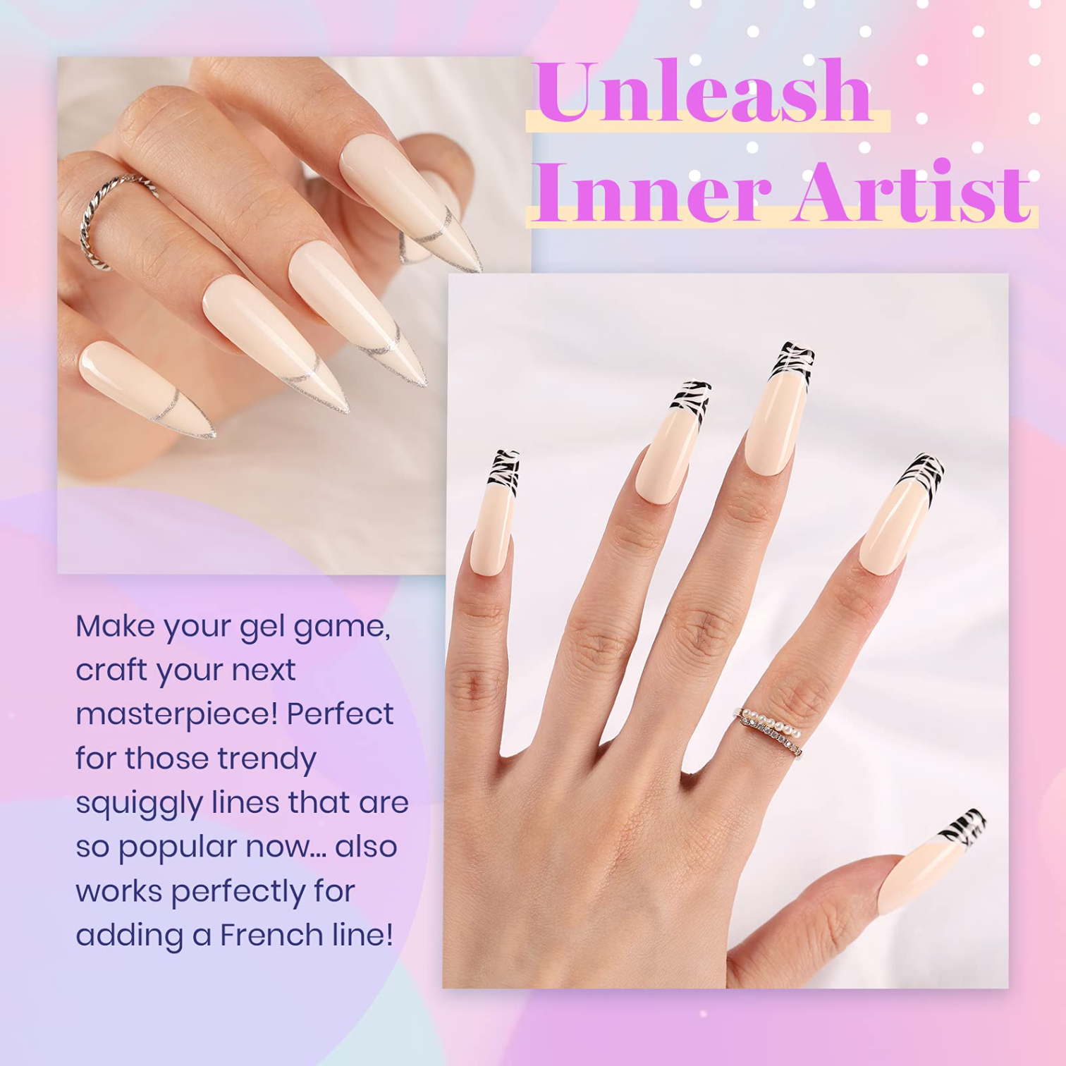 Beetles Gel Polish Nail Art Gel Liner Set6 Popular Black White Red